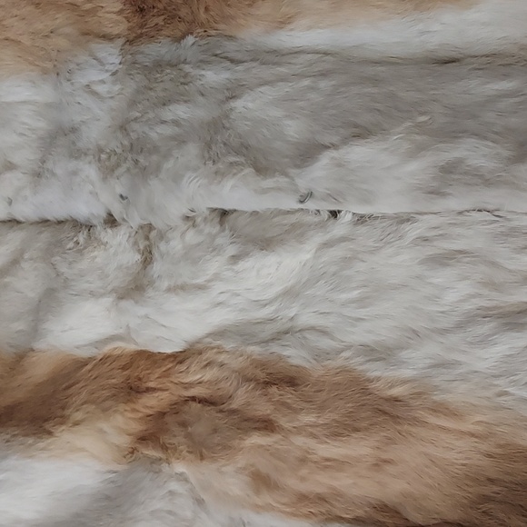 Vintage Rabbit Fur Short Jacket Dyed White Brown Completely Lined - Picture 16 of 16